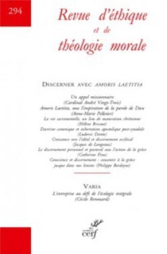 Couverture du livre « Revue d'Ethique et de Théologie Morale numéro 294 » de Collectif Retm aux éditions Cerf