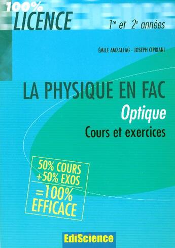 Couverture du livre « Optique - 1re et 2e annees - cours et exercices corriges » de Emile Amzallag aux éditions Dunod