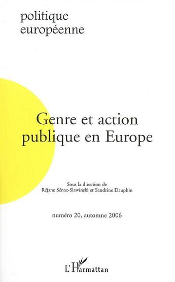 Couverture du livre « Genre et action publique en Europe (édition 2006) » de  aux éditions Editions L'harmattan