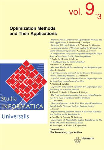 Couverture du livre « Studia informatica universalis n.9.3 ; optimization methods and their applications » de  aux éditions Hermann