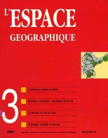 Couverture du livre « L'espace geographique - n 3 - 2000 » de Roger Brunet aux éditions Belin