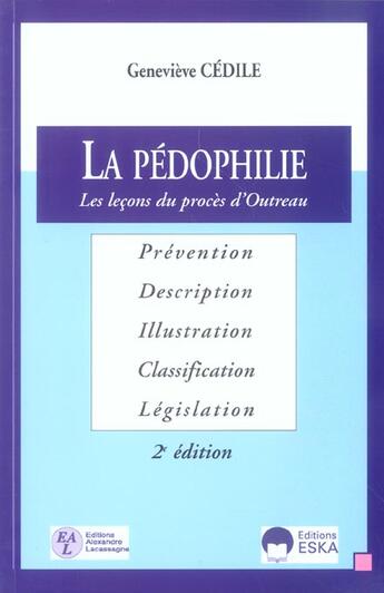 Couverture du livre « Pedophilie (la) - 2 ed (2e édition) » de Cedile aux éditions Eska