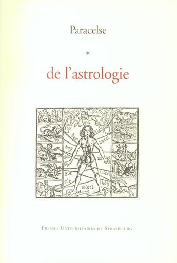 Couverture du livre « De l'astrologie » de Paracelse aux éditions Pu De Strasbourg