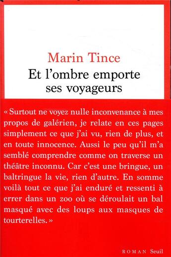 Couverture du livre « Et l'ombre emporte ses voyageurs » de Marin Tince aux éditions Seuil