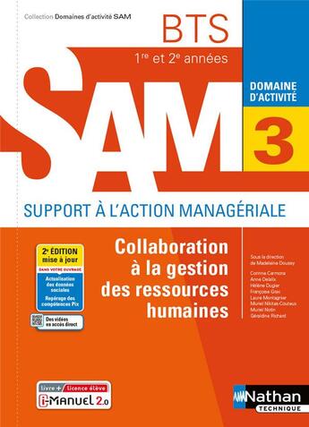 Couverture du livre « Domaines d'activités GPME ; domaine d'activité 3 : collaboration à la gestion des Ressources Humaines : BTS SAM 1re et 2e années (édition 2021) » de Christophe Carmona et Luc Montagnier et Helene Dugier et F. Grac et Anne Delalix aux éditions Nathan