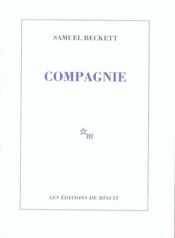 Couverture du livre « Compagnie » de Samuel Beckett aux éditions Minuit