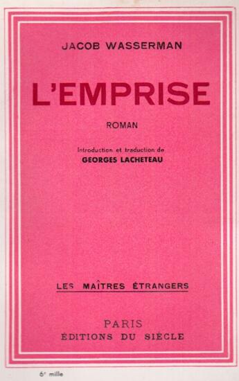 Couverture du livre « L'emprise » de Jacob Wasserman aux éditions Nel