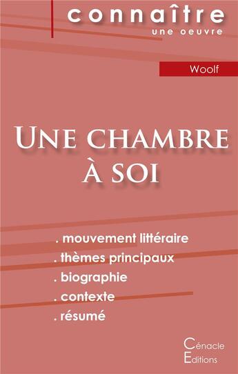 Couverture du livre « Fiche de lecture une chambre a soi de Virginia Woolf ; analyse littéraire de référence et résumé comp » de  aux éditions Editions Du Cenacle