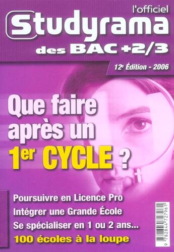 Couverture du livre « Que faire apres un premier cycle ? » de  aux éditions Studyrama