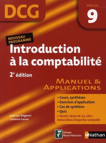 Couverture du livre « Introduction à la comptabilité ; épreuve 9 DCG ; élève (édition 2008) » de Cassio/Siegwart aux éditions Nathan