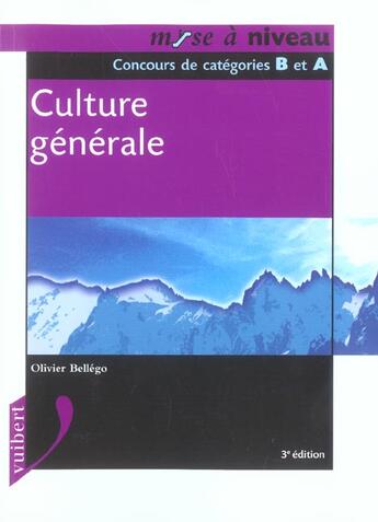 Couverture du livre « Culture Generale » de Olivier Bellego aux éditions Vuibert