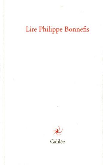 Couverture du livre « Lire Philippe Bonnefis » de  aux éditions Galilee