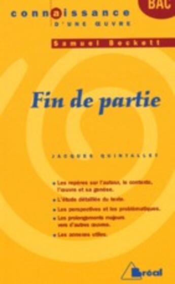 Couverture du livre « Fin de partie ; becket cdo » de  aux éditions Breal