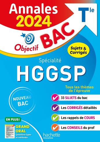 Couverture du livre « Objectif bac : spécialité HGGSP ; terminale ; annales ; sujets et corrigés » de Arnaud Leonard aux éditions Hachette Education