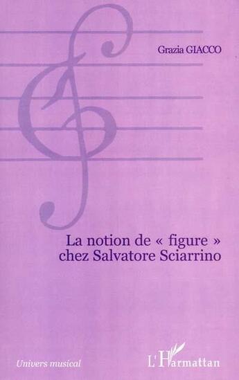 Couverture du livre « La notion de figure chez salvatore sciarrino » de Grazia Giacco aux éditions L'harmattan