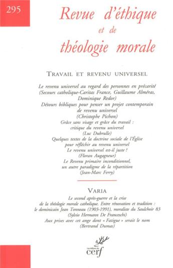 Couverture du livre « Revue d'ethique et de theologie morale 295 » de  aux éditions Cerf