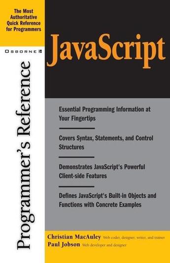 Couverture du livre « Javascript programmer's reference » de Macauley Christian aux éditions Mcgraw-hill Education