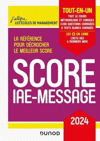 Couverture du livre « Score iae-message - 2024 - tout-en-un » de Speller/Priet/Durand aux éditions Dunod