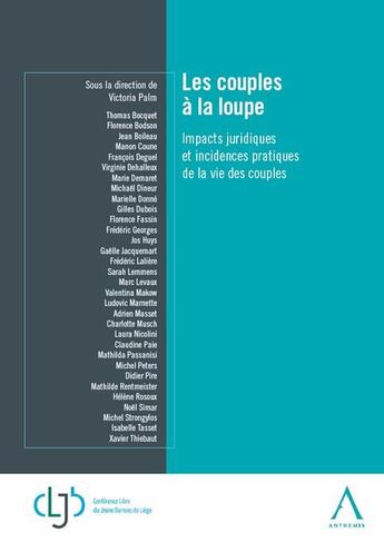 Couverture du livre « Les couples a la loupe : impacts juridiques et incidences pratiques de la vie des couples » de Victoria Palm aux éditions Anthemis