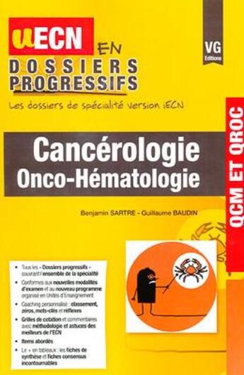 Couverture du livre « Uecn en dossiers progressifs cancerologie » de Sastre- G. Baudin B. aux éditions Vernazobres Grego