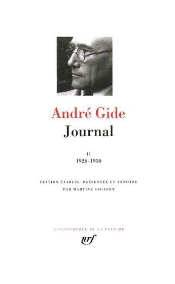 Couverture du livre « Journal Tome 2 ; 1926-1950 » de Gide Andre aux éditions Gallimard