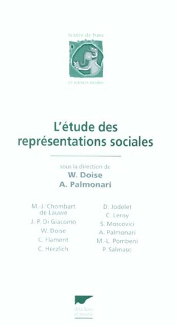 Couverture du livre « Etude Des Representations Sociales (L') » de Collectif/Doise/Palm aux éditions Delachaux & Niestle