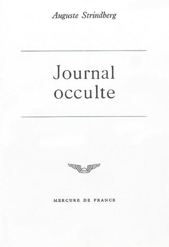 Couverture du livre « Journal occulte » de August Strindberg aux éditions Mercure De France