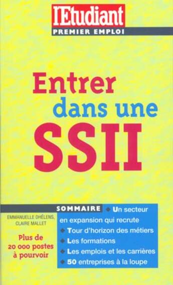 Couverture du livre « Entrer dans une ssii 2000 » de Dhelens/Mallet aux éditions L'etudiant