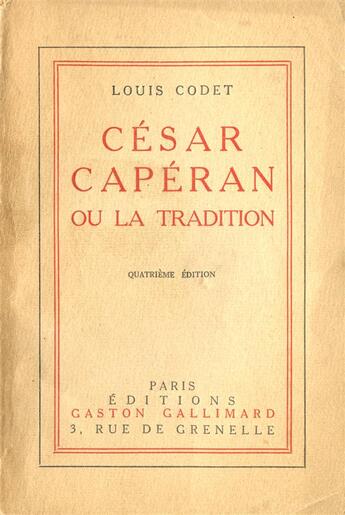 Couverture du livre « Cesar caperan » de Louis Codet aux éditions Gallimard