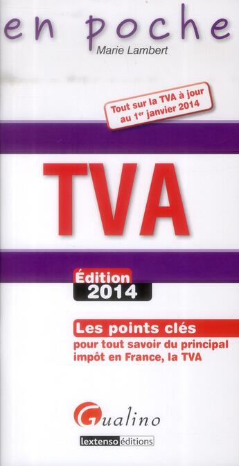 Couverture du livre « TVA 2014 » de Marie Lambert aux éditions Gualino