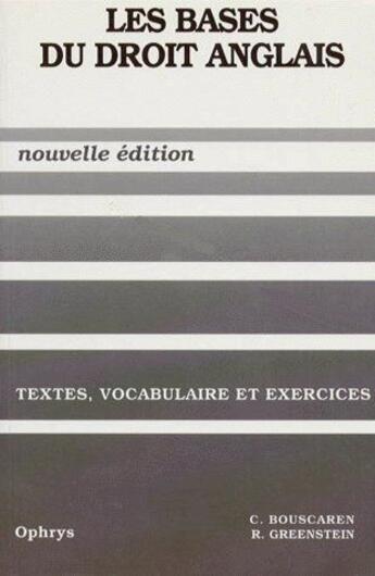 Couverture du livre « Bases du droit anglais » de Bouscaren aux éditions Ophrys