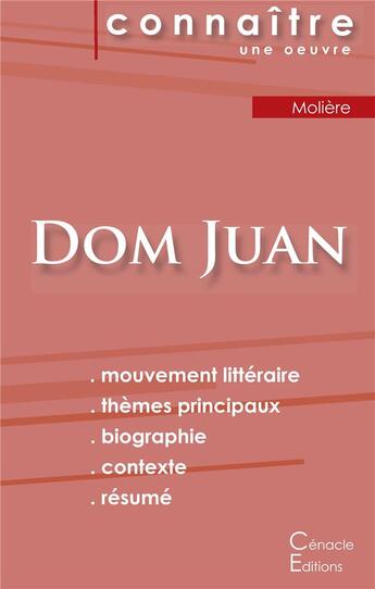 Couverture du livre « Dom Juan, de Molière » de  aux éditions Editions Du Cenacle