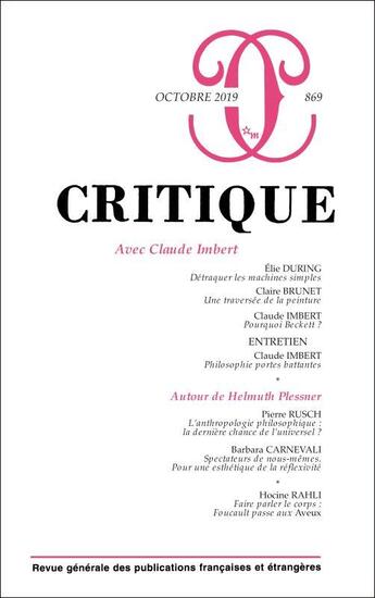 Couverture du livre « Critique 869 » de  aux éditions Minuit