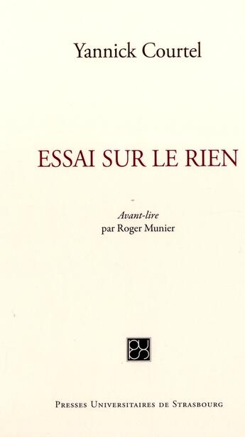 Couverture du livre « Essai sur le rien » de Courtel Yannick aux éditions Pu De Strasbourg