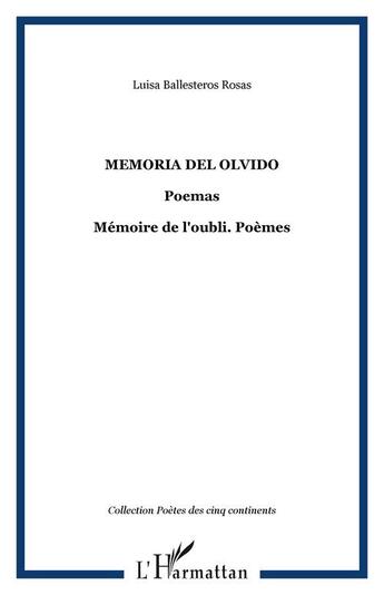 Couverture du livre « Memoria del olvido ; poemas » de Ballesteros Rosas L. aux éditions Editions L'harmattan