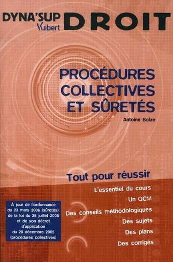 Couverture du livre « Procédures collectives et sûretés » de Bolze A. aux éditions Vuibert