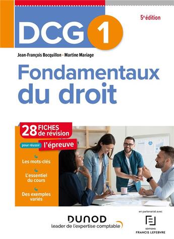 Couverture du livre « Dcg 1 fondamentaux du droit - dcg 1 - fondamentaux du droit - fiches 2023-2024 » de Bocquillon/Mariage aux éditions Dunod