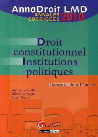 Couverture du livre « Droit constitutionnel institutions politique » de Breillat/Champagne/T aux éditions Gualino