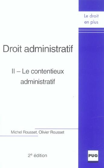 Couverture du livre « Droit administratif - tome 2 (2e édition) » de Rousset (Dir.) aux éditions Pu De Grenoble