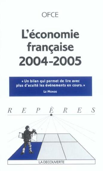 Couverture du livre « L'Economie Francaise 2004-2005 » de Ofce aux éditions La Decouverte