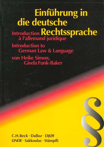 Couverture du livre « Introduction A L'Allemand Juridique » de Funk-Baker et Simon aux éditions Dalloz