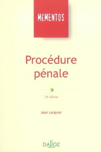 Couverture du livre « Procedure Penale » de Jean Larguier aux éditions Dalloz