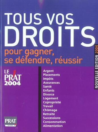 Couverture du livre « Tous vos droits 2004 (édition 2004) » de  aux éditions Prat