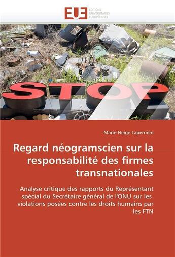 Couverture du livre « Regard neogramscien sur la responsabilite des firmes transnationales » de Laperriere-M aux éditions Editions Universitaires Europeennes