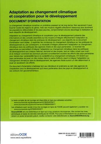 Couverture du livre « Adaptation au changement climatique et coopération pour le développement » de  aux éditions Ocde
