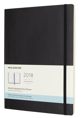 Couverture du livre « Agenda 2018 mensuel tres grand format souple noir » de  aux éditions Moleskine