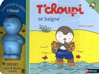 Couverture du livre « T'choupi ; COFFRET ; T'choupi se baigne » de Thierry Courtin aux éditions Nathan