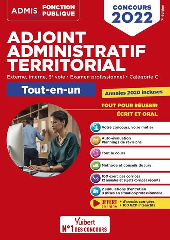 Couverture du livre « Concours adjoint administratif territorial : categorie C ; tout-en-un ; concours externe, interne, 3e voie ; 2022 » de Olivier Bellego aux éditions Vuibert