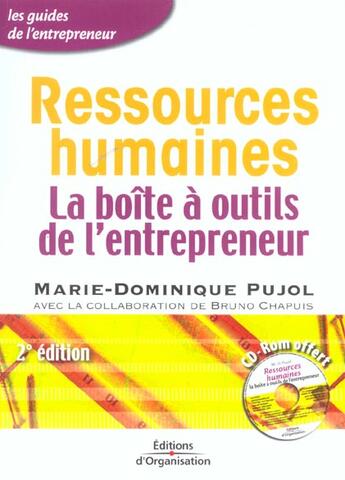 Couverture du livre « Ressources humaines ; la boite à outils de l'entrepreneur » de Pujol M -D aux éditions Organisation