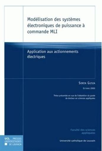 Couverture du livre « Modelisation des systemes electroniques de puissance » de Sorin aux éditions Pu De Louvain